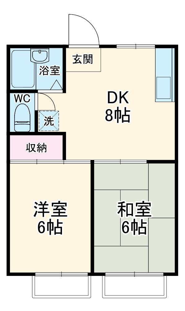 グリーンヒル八千代台B(2DK/1階)の間取り写真