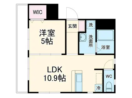 CRYSTAL ISLAND-TATSUMI(1LDK/1階)の間取り写真