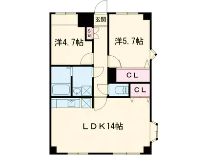 TEK小金井ハイツ(2LDK/5階)の間取り写真