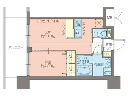 プレジオ御幣島(1LDK/13階)の間取り写真