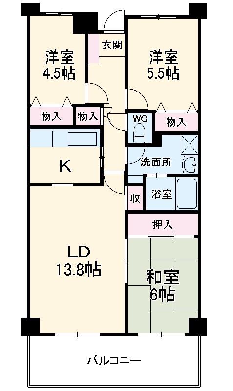 NRやまと(3LDK/2階)の間取り写真