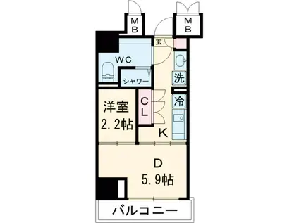 KOENJI CROSSOVER(1DK/8階)の間取り写真