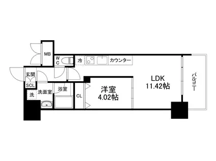 プレジオ鎗屋町(1LDK/3階)の間取り写真