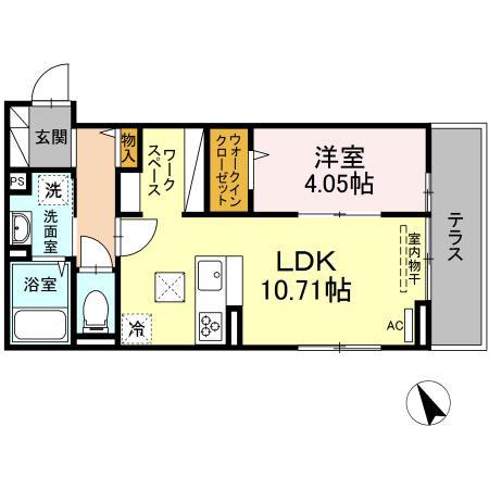 グリーンゲイブル(1LDK/1階)の間取り写真