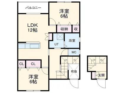 BONBON(2LDK/2階)の間取り写真