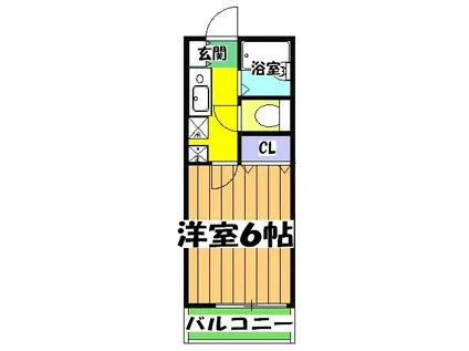 クレストホームズ本八幡(1K/2階)の間取り写真