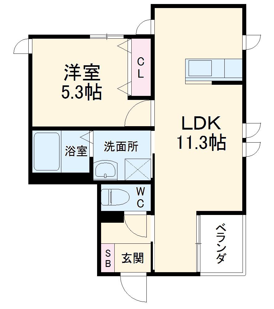 HEBEL MAISON ONE(1LDK/2階)の間取り写真