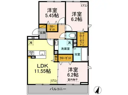 サンクレールB(3LDK/3階)の間取り写真