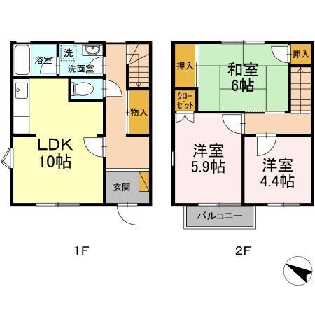 大野メゾネット(3LDK)の間取り写真