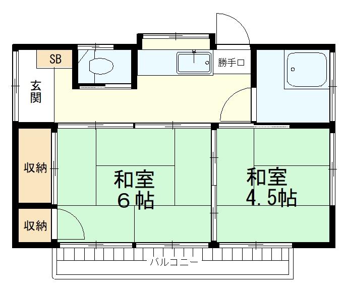 中央本線 八王子駅 バス乗車時間：20分 下諏訪バス停で下車 徒歩1分 1階建 築57年(2K)の間取り写真