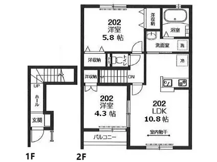 メゾンドールⅧ(2LDK/2階)の間取り写真