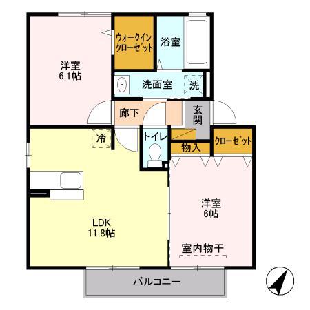 タウゼント(2LDK/2階)の間取り写真
