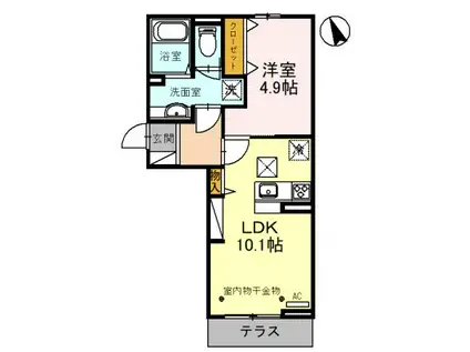 シーダーブラン(1LDK/1階)の間取り写真