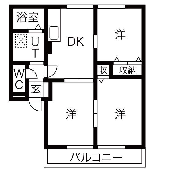 エリーハイツ(3DK/2階)の間取り写真