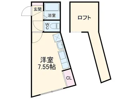 CREW HOUSE本八幡(1K/2階)の間取り写真