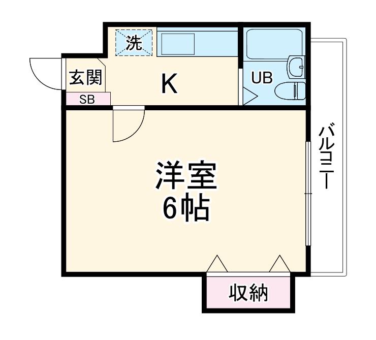 サポーレ北松戸(1K/2階)の間取り写真