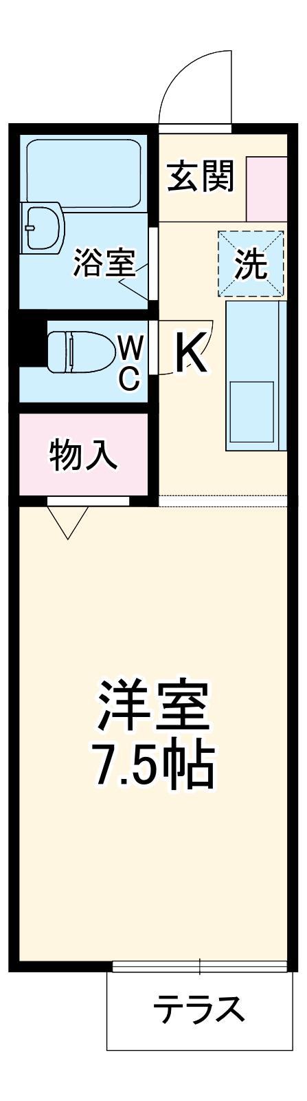 ハイツミナガワⅡ(1K/1階)の間取り写真