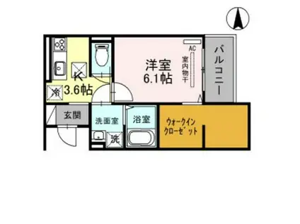 グランシャリオ(1K/2階)の間取り写真