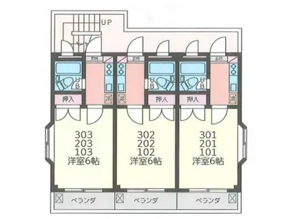 エミエール21(1K/1階)の間取り写真