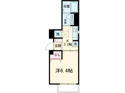 レジデンスコート一之江(1K/1階)の間取り写真