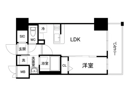 エステムコート堺筋本町(1LDK/14階)の間取り写真