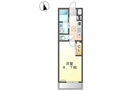 ヴィラージュ(1K/1階)の間取り写真