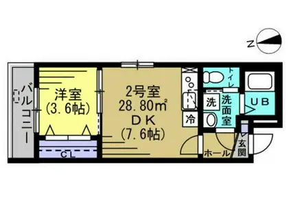 ルアナメゾン馬橋01(1DK/2階)の間取り写真