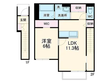RILASSARE(1LDK/2階)の間取り写真