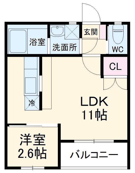プラヴィーダ(1LDK/3階)の間取り写真