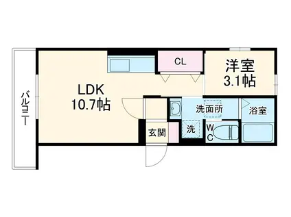 D-HILLS元浜(1LDK/3階)の間取り写真