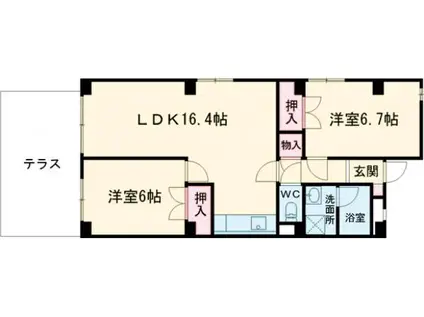 サニーハイツ西日暮里(2LDK/1階)の間取り写真