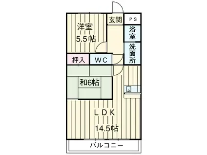 センチュリーパーク広住町(2LDK/6階)の間取り写真