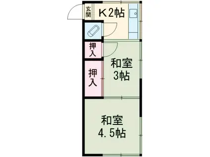 秀和荘(2K/2階)の間取り写真