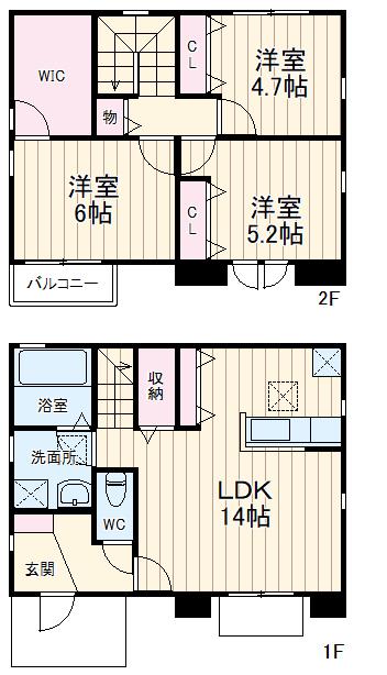 名鉄三河線 刈谷市駅 徒歩13分 2階建 築4年(3LDK)の間取り写真