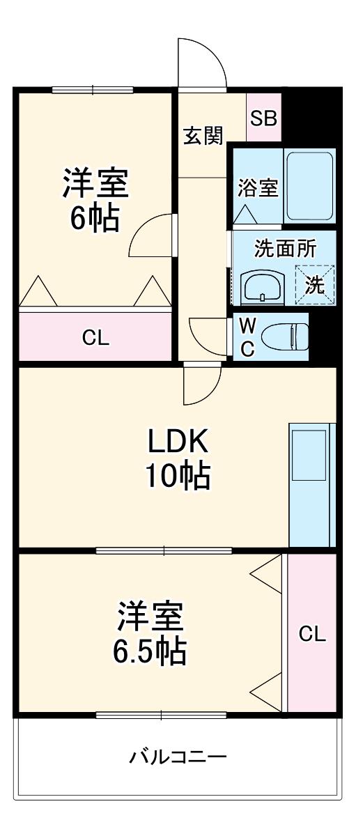 アーバンコートS1(2LDK/4階)の間取り写真