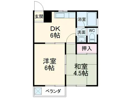 加福ハイツⅢ(2DK/3階)の間取り写真