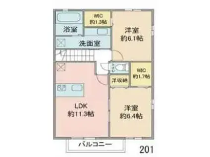 ローゼハウス(2LDK/2階)の間取り写真