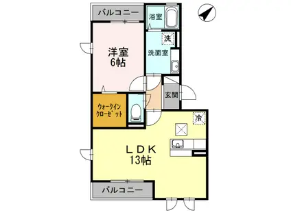 アクアサイドB(1LDK/1階)の間取り写真