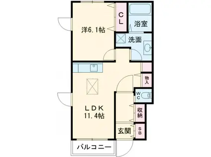 エスポワール陵南弐番館(1LDK/1階)の間取り写真