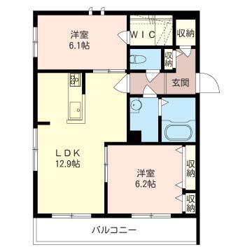 ラ・マルク(2LDK/2階)の間取り写真