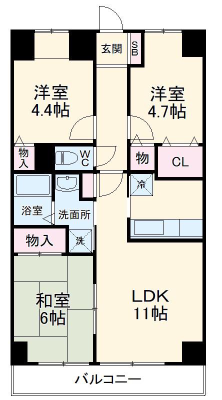 COMODO宮崎台(3LDK/5階)の間取り写真