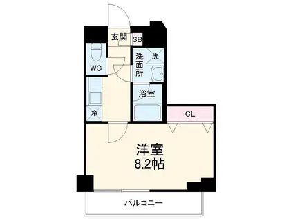 メインステージ二子多摩川(1K/3階)の間取り写真