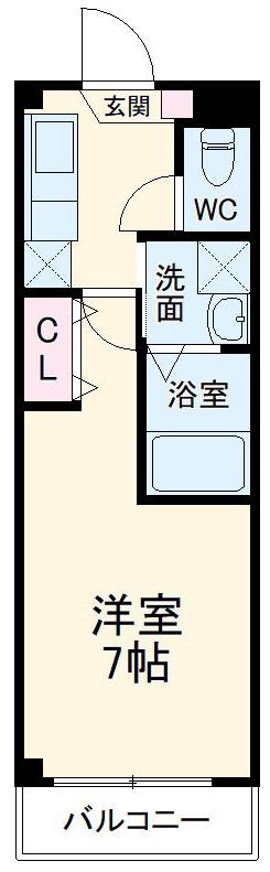 AILE石橋Ⅱ(1K/1階)の間取り写真