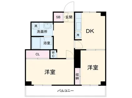 コンフォート本郷台B(2DK/2階)の間取り写真