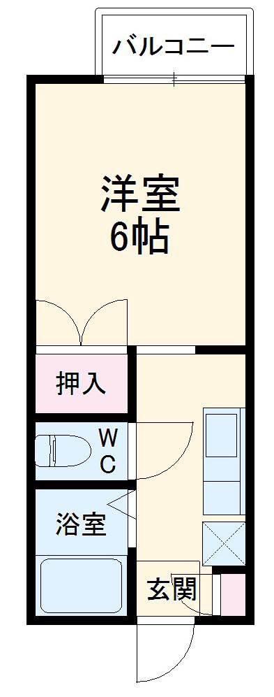 ベルファースト(1K/1階)の間取り写真