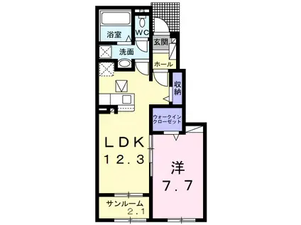 エノルメⅡ(1LDK/1階)の間取り写真