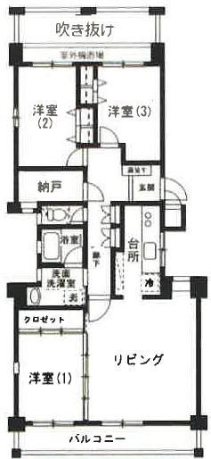 KENEDIX浦和元町A棟(3LDK/2階)の間取り写真