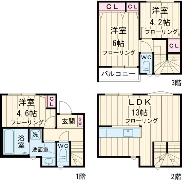 KoletTerrace八王子(3LDK)の間取り写真