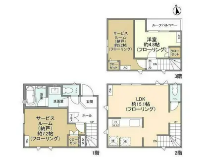 東京地下鉄東西線 高田馬場駅 徒歩8分 3階建 築4年(1SLDK)の間取り写真