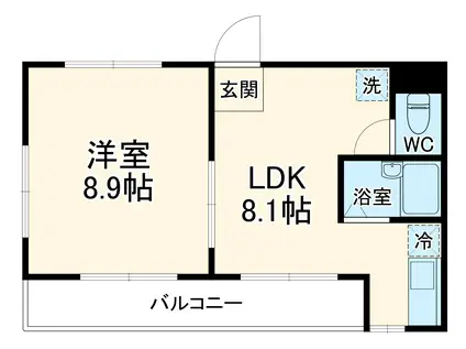 メゾン東(1LDK/3階)の間取り写真